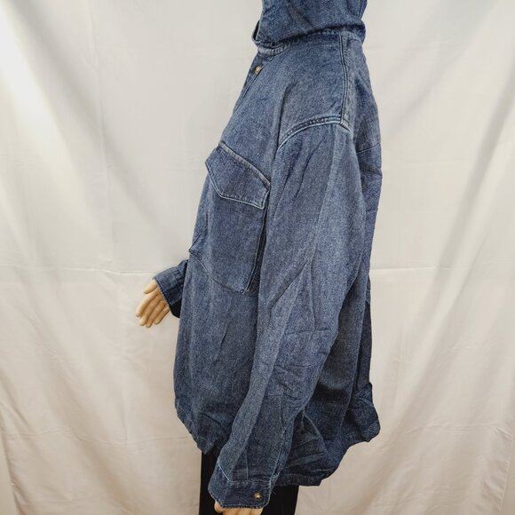 Levi's Warm Sutter Hooded Overshirt Navy XL OverSized Cottonized Hemp NWT - Picture 4 of 16